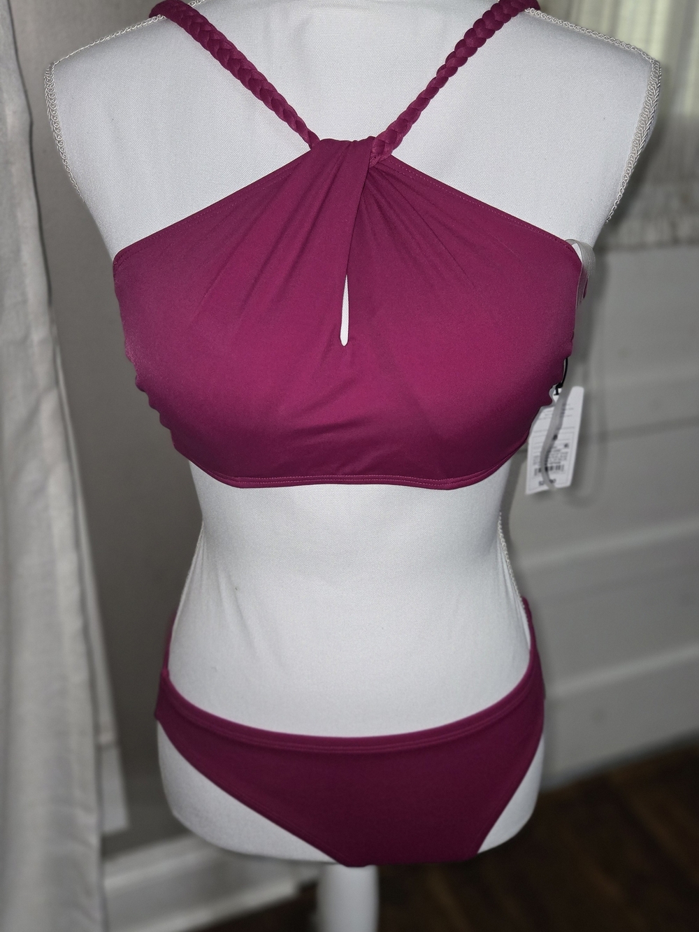 Shade & Shore Magenta Braided-Strap Bikini Set